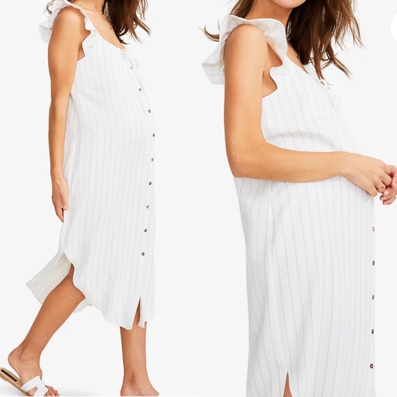 Hatch The Jenna Maternity Midi Dress in Ivory & Black Stripe Size 1 S/M … - Picture 2 of 10